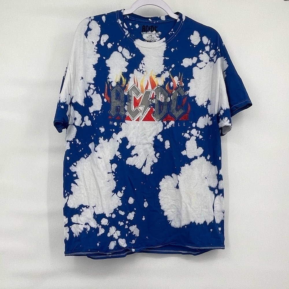 ACDC NWOT blue white bleach tie dye short sleeve tee